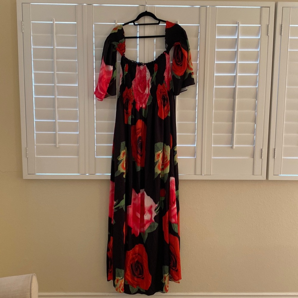 Off the shoulder, floral maxi dress